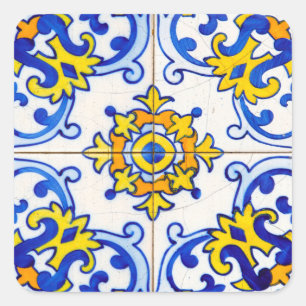 Adesivo Quadrado Azulejo de Arte do Mosaico Português Azulejo