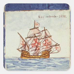 Adesivo Quadrado Azulejo de Azulejos que descreve um navio, de