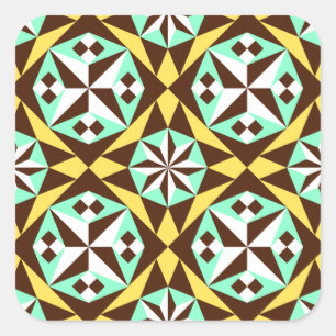 Adesivo Quadrado Azulejo de Barcelona: amarelo, castanho e azul