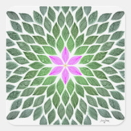 Adesivo Quadrado azulejo de flores rosa