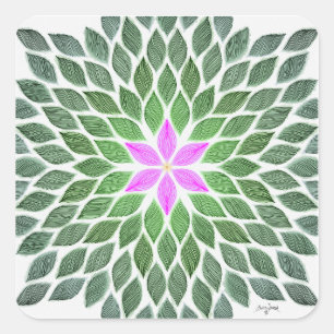 Adesivo Quadrado azulejo de flores rosa