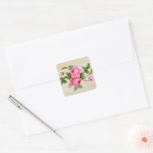 Adesivo Quadrado Azulejo Floral do Vintage Rosa