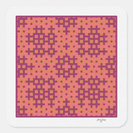Adesivo Quadrado azulejo geométrico de salmão e fuchsia Hitomezashi