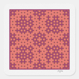 Adesivo Quadrado azulejo geométrico de salmão e fuchsia Hitomezashi