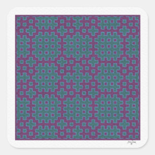 Adesivo Quadrado azulejo geométrico hitomezashi roxo e teal