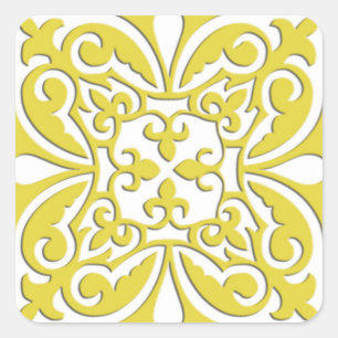 Adesivo Quadrado Azulejo marroquino - amarelo e branco da mostarda