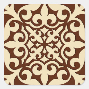 Adesivo Quadrado Azulejo marroquino - castanho chocolate e bege