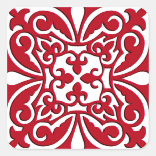 Adesivo Quadrado Azulejo marroquino - obscuridade - vermelho e