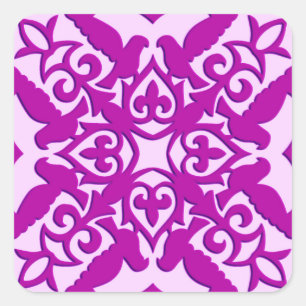 Adesivo Quadrado Azulejo marroquino - orquídea profunda e rosa