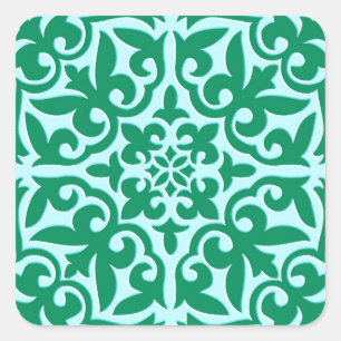 Adesivo Quadrado Azulejo marroquino - turquesa e aqua
