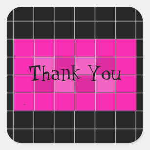 Adesivo Quadrado Azulejo preto-e-rosa-preto Obrigado Stick