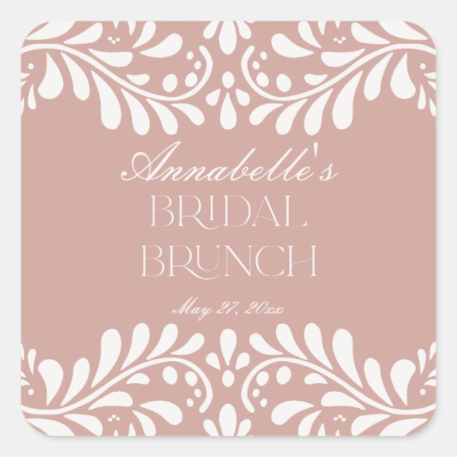 Adesivo Quadrado Azulejo Rosa Talavera Espanhol Fiesta Bridal Brunc (Frente)