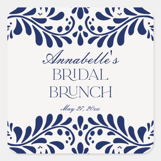 Adesivo Quadrado Azulejo Talavera Azul Café da Manhã de Noiva Fiest (Frente)