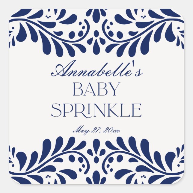 Adesivo Quadrado Azulejo Talavera Espanhol Fiesta Baby Sprinkle (Frente)