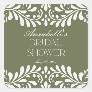 Adesivo Quadrado Azulejo Verde Talavera Festa Espanhola Chá de Noiv