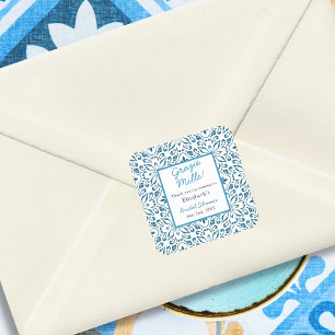 Adesivo Quadrado Azulejos Azuis Italianos Obrigada Chá de Panela No