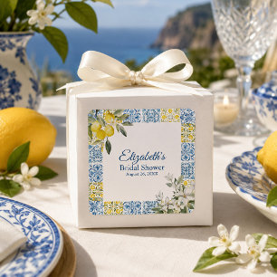 Adesivo Quadrado Azulejos Azuis Mediterrâneos e Chuveiro de Noiva d