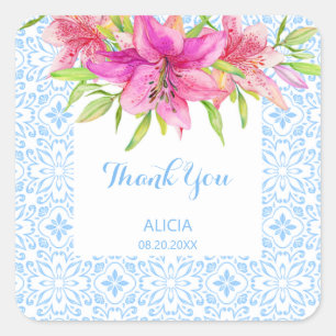 Adesivo Quadrado Azulejos Azulejo Portugueses Lily Obrigado