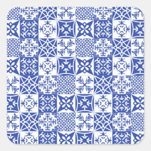 Adesivo Quadrado Azulejos azulejos azuis portugueses, azulejo de Li