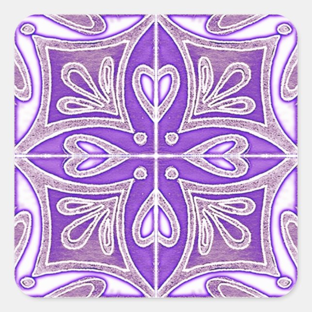 Adesivo Quadrado Azulejos Cardíacos Inspiraram Lavanda Azulejos Por (Frente)