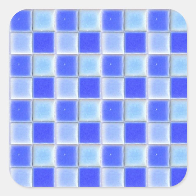 Adesivo Quadrado Azulejos de cerâmica de mosaico com cartão azul (Frente)