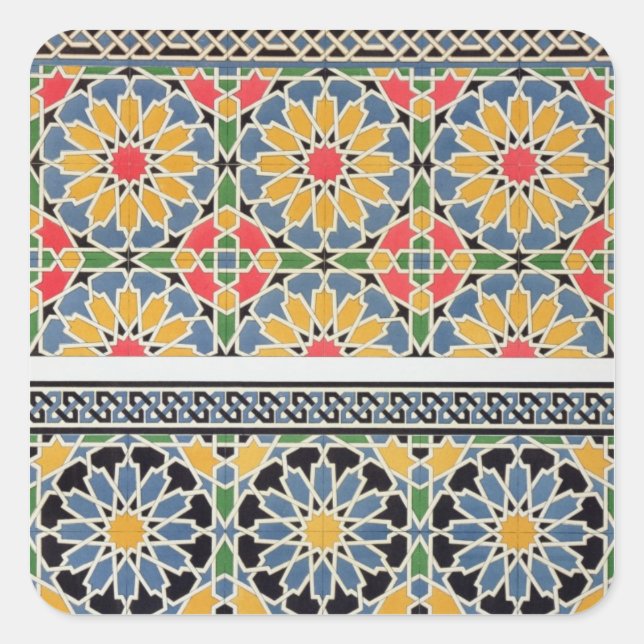 Adesivo Quadrado Azulejos de Muro do Mihrab da Mesquita de Cheykh (Frente)