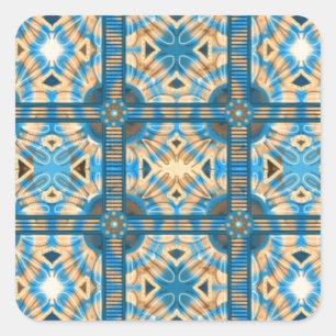 Adesivo Quadrado Azulejos do azul e do ouro