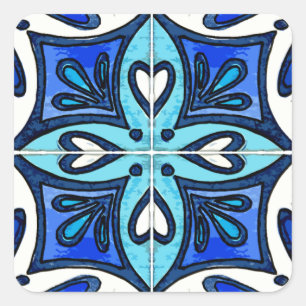 Adesivo Quadrado Azulejos do coração inspirados pelo azul de