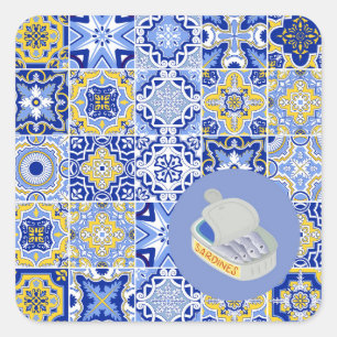 Adesivo Quadrado Azulejos e Sardinhas