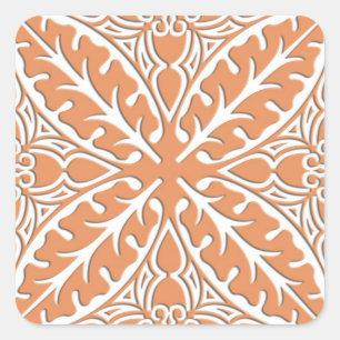 Adesivo Quadrado Azulejos marroquinos - alaranjado e branco corais