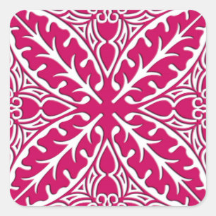 Adesivo Quadrado Azulejos marroquinos - magenta e branco