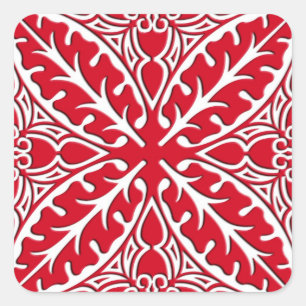 Adesivo Quadrado Azulejos marroquinos - obscuridade - vermelho e