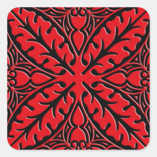 Adesivo Quadrado azulejos marroquinos - vermelho escuro e preto