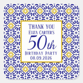 Adesivo Quadrado Azulejos Portugueses Azul 50º aniversário do Medit