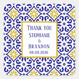 Adesivo Quadrado Azulejos Portugueses Casamento Azul Mediterrâneo