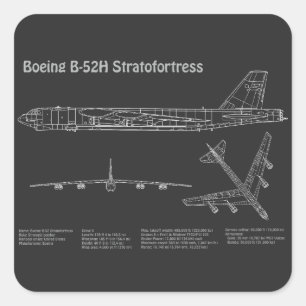 Adesivo Quadrado B-52 Esttratofortaleza - Planos de avião em planta