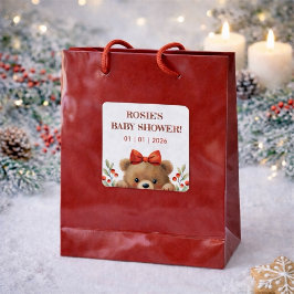 Adesivo Quadrado Baby Bear And Rowan Berries Baby Shower