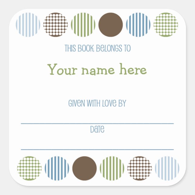 Adesivo Quadrado Baby Boy Mod Livro de Bolinhas (Frente)