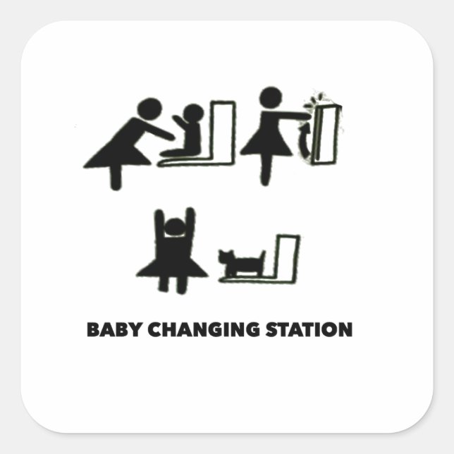 Adesivo Quadrado Baby Changing Station Square Sticker (Frente)