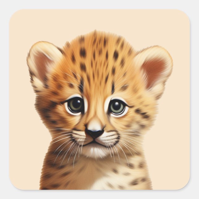 Adesivo Quadrado Baby Cheetah Portrait (Frente)