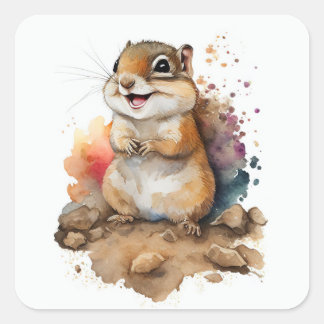 Adesivo Quadrado Baby Chipmunk Woodland Animal Art sticker