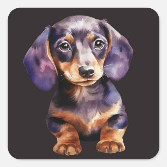 Adesivo Quadrado Baby Dachshund (Frente)