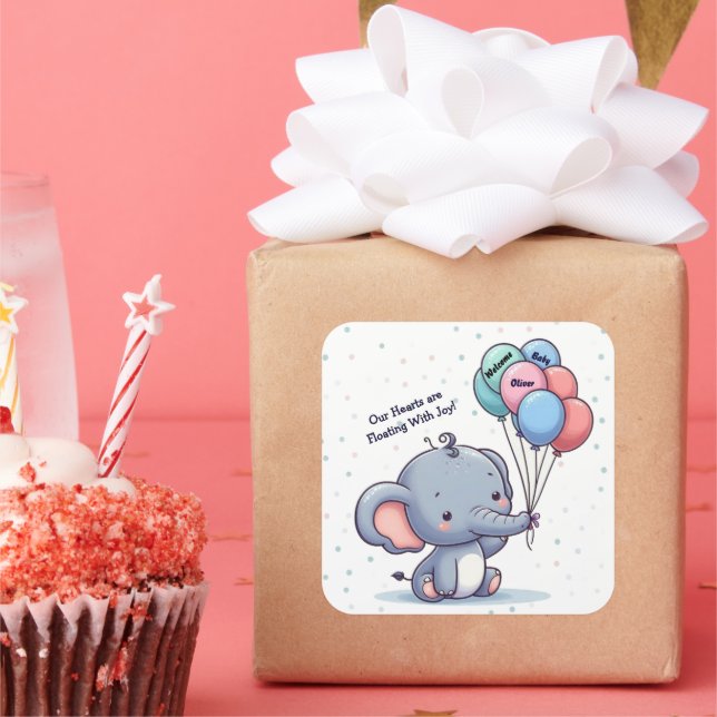 Adesivo Quadrado Baby Elephant Balloon Sticker (Festa)