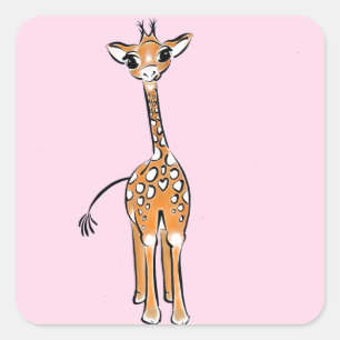 Adesivo Quadrado Baby Giraffe - rosa