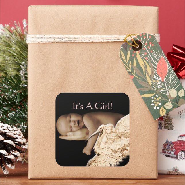 Adesivo Quadrado Baby Girl Stickers com sua foto de bebê (Feriado)