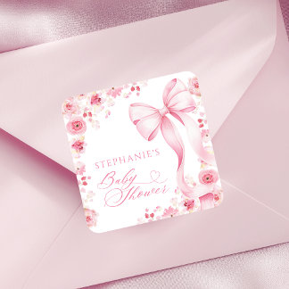 Adesivo Quadrado Baby in Bloom Pink Floral Stickers 