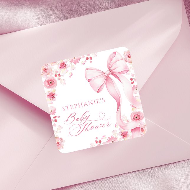 Adesivo Quadrado Baby in Bloom Pink Floral Stickers  (Criador carregado)