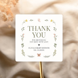 Adesivo Quadrado Baby in Bloom Wildflower Baby Shower