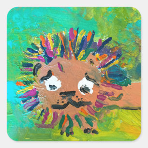 Adesivo Quadrado Baby Lion "Art by Kids"