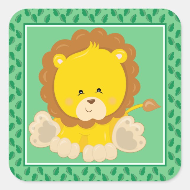 Adesivo Quadrado Baby Lion | Parte Safari Animal (Frente)